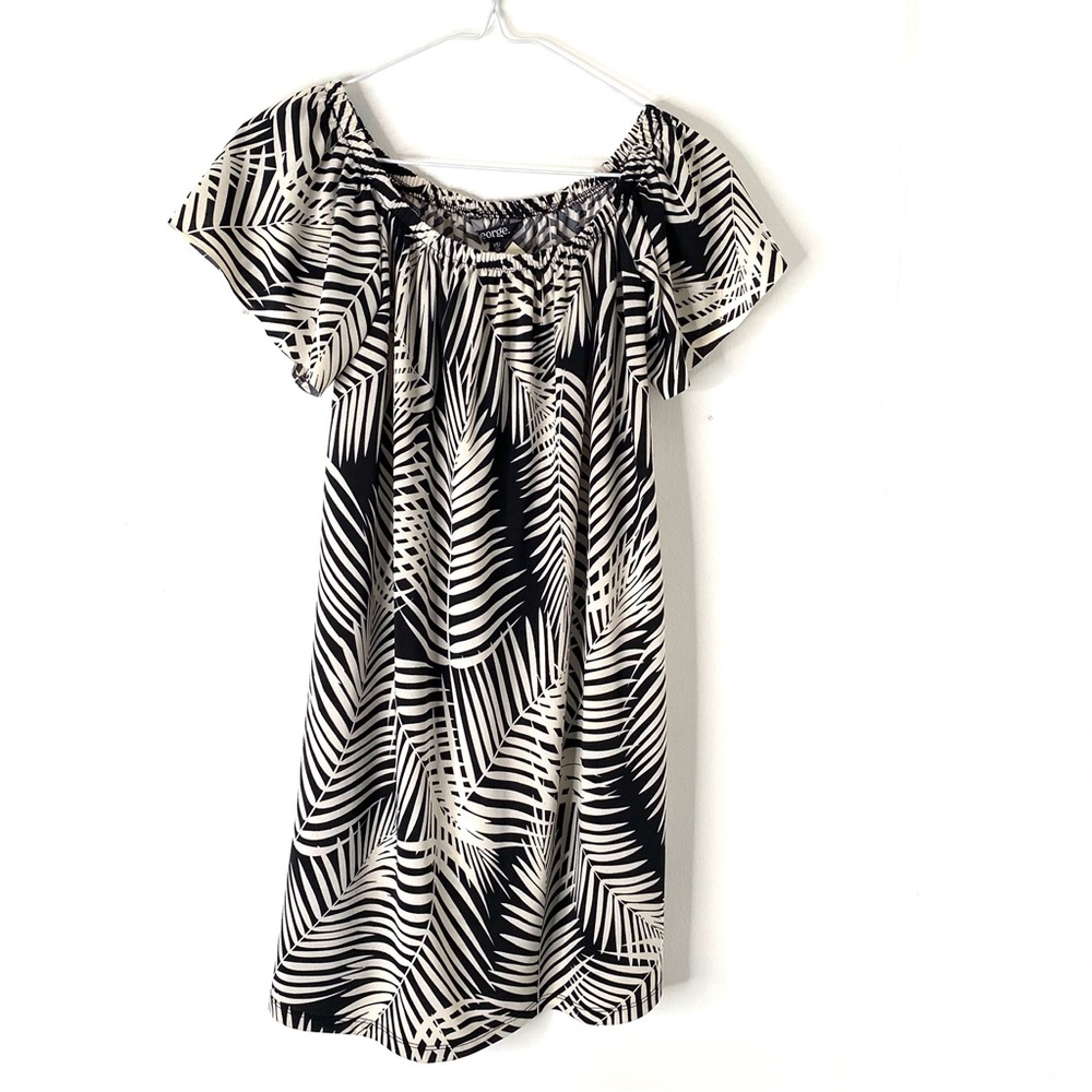 George Black Ivory Botanical Print Flutter Sleeve Dress NWT